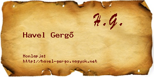 Havel Gergő névjegykártya